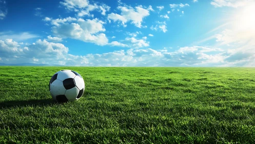 Sunny soccer field inviting lazy kicks and easy daydreams.