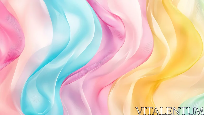 Pastel silk waves flowing in layered abstract ribbons.