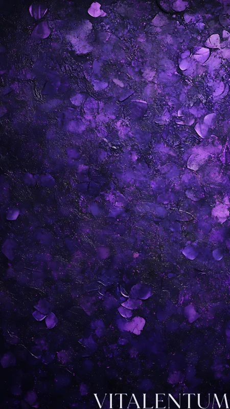 Midnight violet petals drifting through cosmic hush.