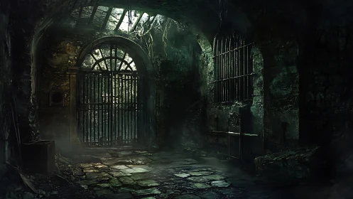 Gloom-soaked dungeon gate humming with forgotten daylight.