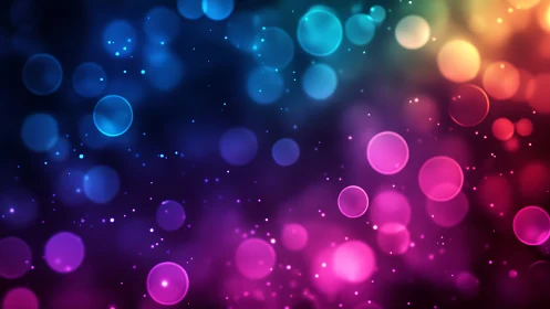 Vibrant bokeh lights drift across a radiant neon gradient