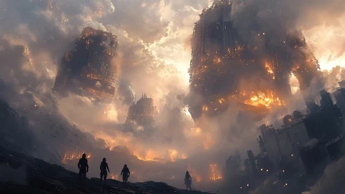 Colossal burning megastructures in dense apocalyptic storm