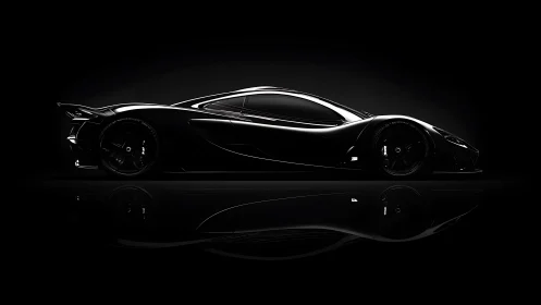 Side-lit hypercar silhouette emphasizes aerodynamic carbon form