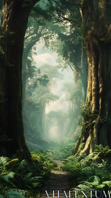 Luminous Canopy: Where Ancient Giants Frame Heaven's Gateway.