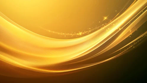 Curved golden light streaks on gradient abstract background.