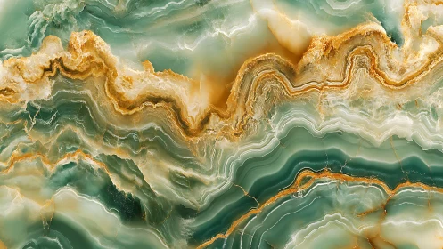Marbled tide lines curl like frozen waves of jade and fire