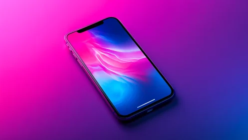 Modern Smartphone with Vibrant Gradient Display Wallpaper.