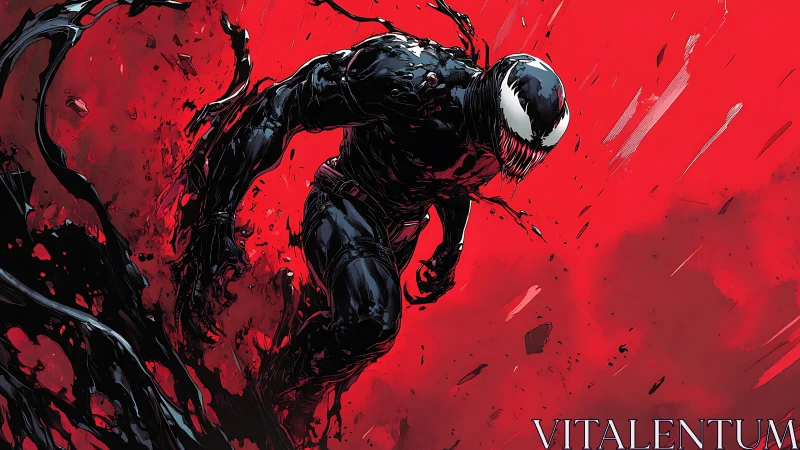 Symbiotic antihero lunges forward across blood-red void