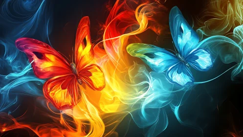 Thermodynamic duality of fire and ice butterflies in motion.