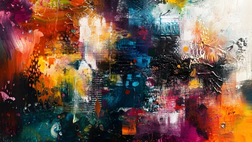 Vibrant Abstract Expressionism Painting with Dynamic Brushstrokes.