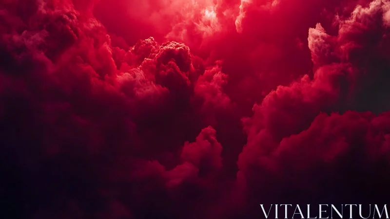 Crimson cumulonimbus cloudscape with high contrast backlighting