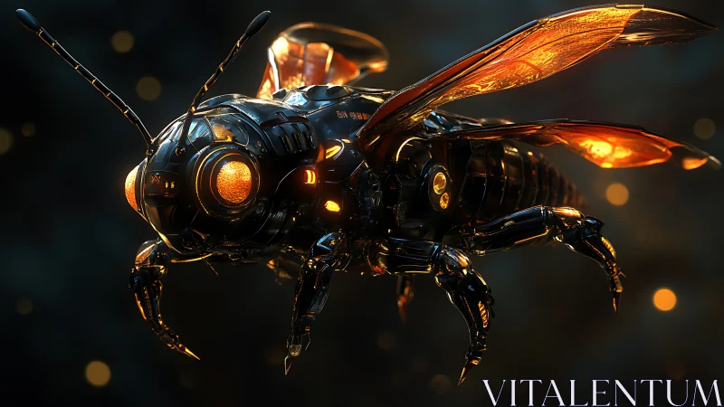 Mechanical insect drone renders in dark environment
