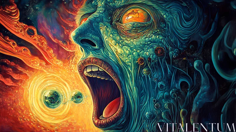 Cosmic scream of color and emotion in swirling starlight.