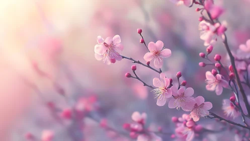 Cherry blossoms in soft focus with selective depth.