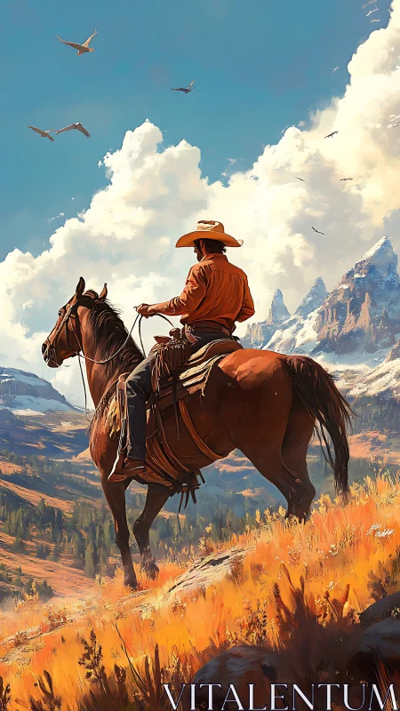 Saddlebound wanderer listens to the wild mountain sky