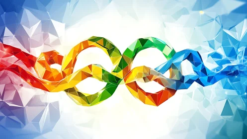 Polygonal rainbow infinity loops in crystalline gradient space.