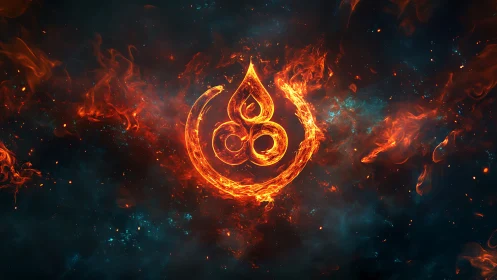 Luminous Fire Symbol Ablaze in Cosmic Inferno