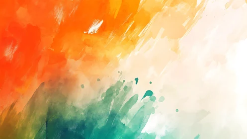 Diagonal abstract wash blends warm orange into cool teal