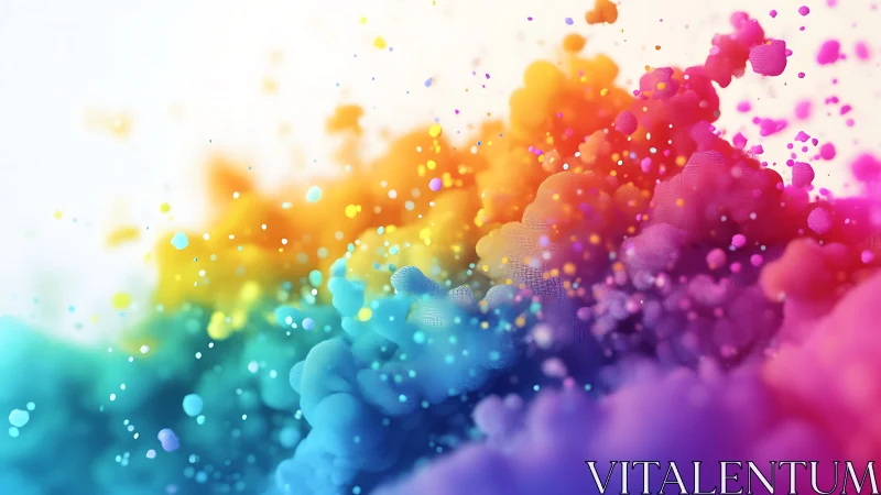 Multicolored volumetric cloud forms occupy a high key space