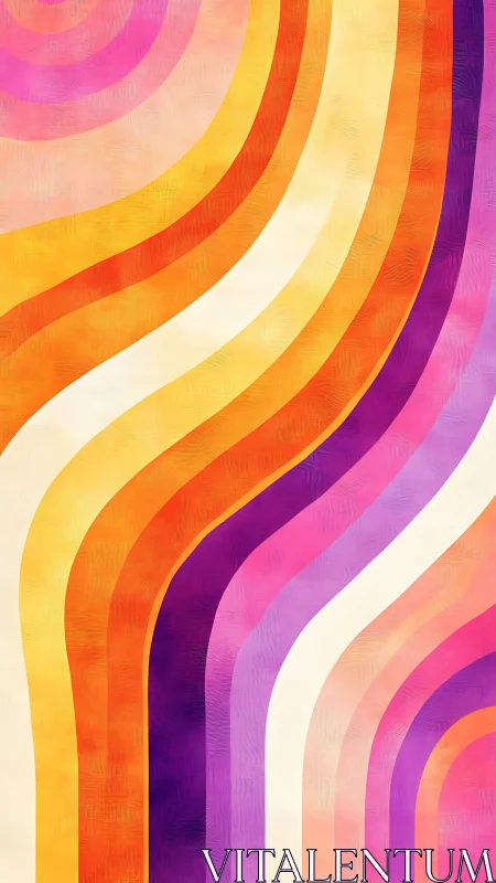 Bold retro curved stripes in warm orange and magenta tones