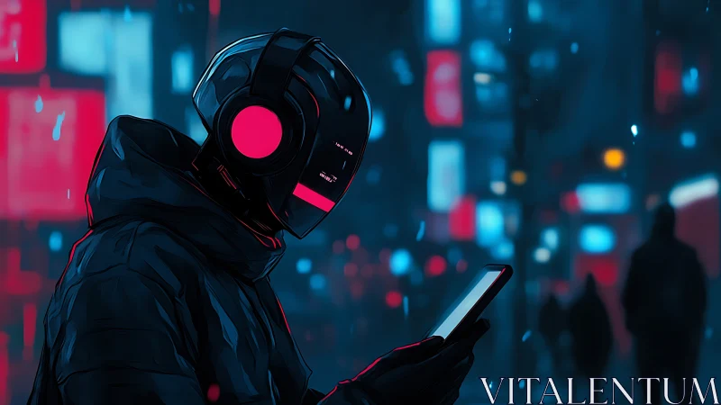 Neon city wanderer scrolling through a quiet digital night.