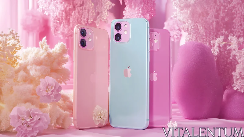 Candy-colored smartphones pose like crystal towers in bloom