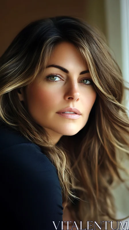 Soft window-lit portrait showcases luminous skin and gaze