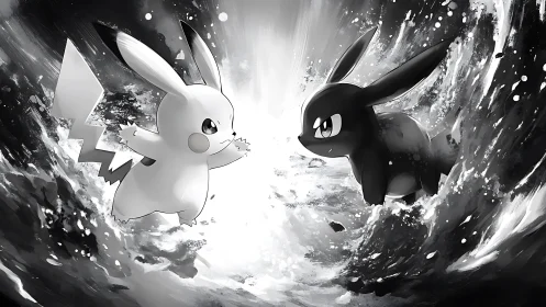 Storm-split showdown between light and shadow creatures.