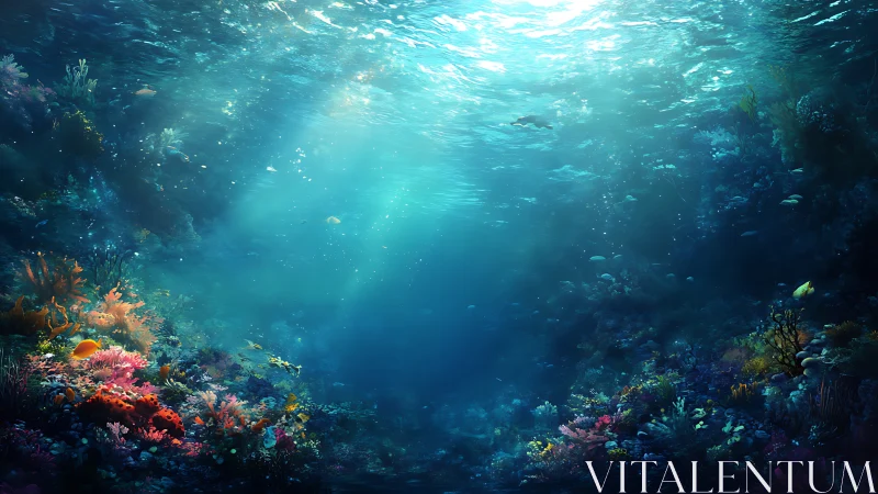 Sunken sapphire garden bathed in wandering ocean light.