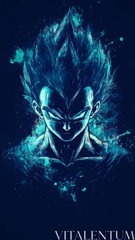 Electric warrior condenses fury into a neon-blue corona