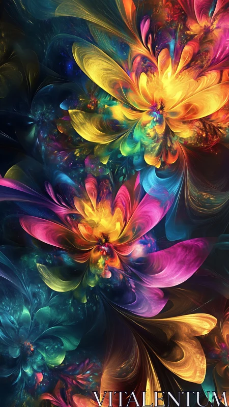 Radiant fractal blooms unfold in swirling cosmic color