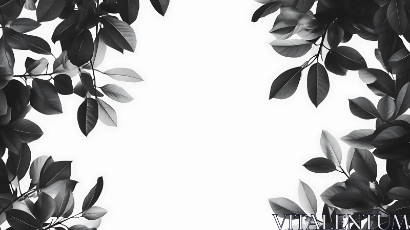 Monochrome leaf corridors framing a whispering white void.