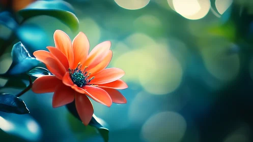 Red Gerbera Daisy in Sharp Focus with Soft Bokeh.