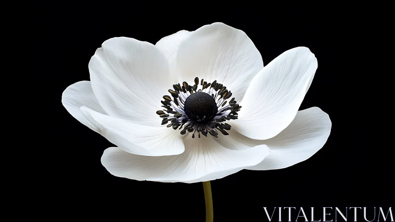 Delicate White Anemone Blooms Against Soft Shadows.