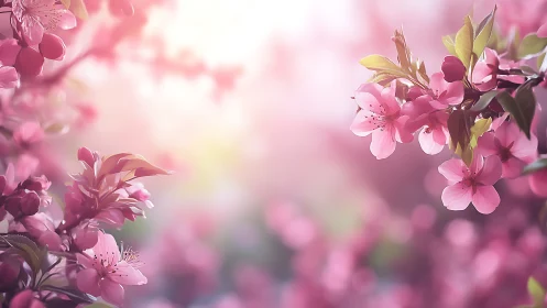 Spring's Gentle Embrace: Pink Blossoms in Soft Light.