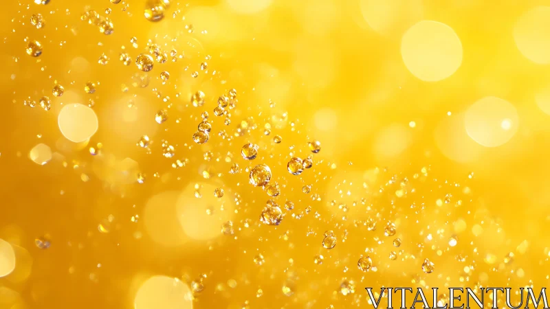 Macro droplets suspended in golden bokeh illuminated background