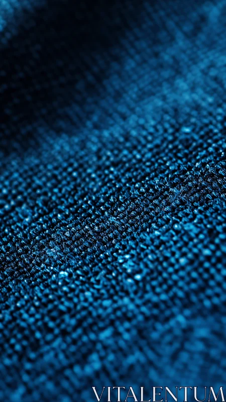 Blue Textile Fibers Close-up Macro Shot.