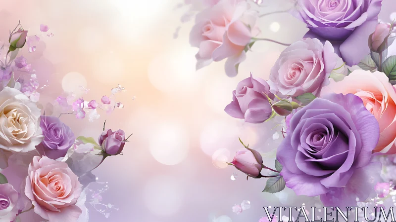 Lavender Roses Dance Among Pastel Petals and Light.
