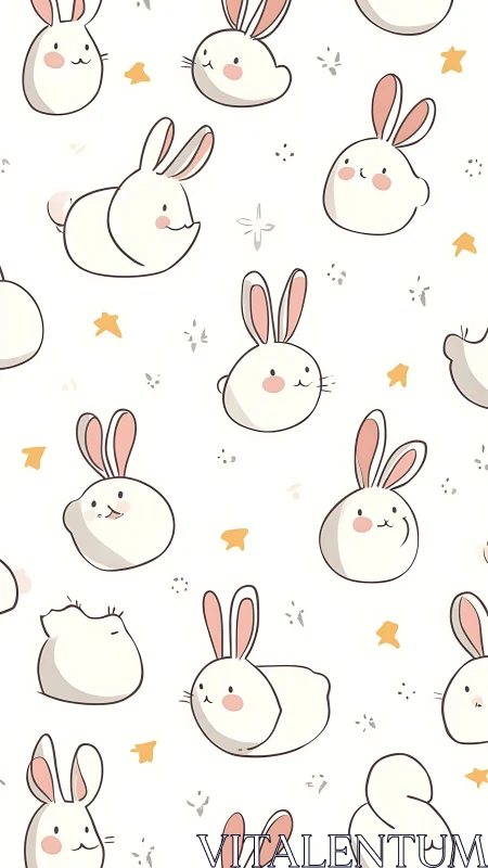 Cartoon rabbit silhouettes form repeating vector illustration