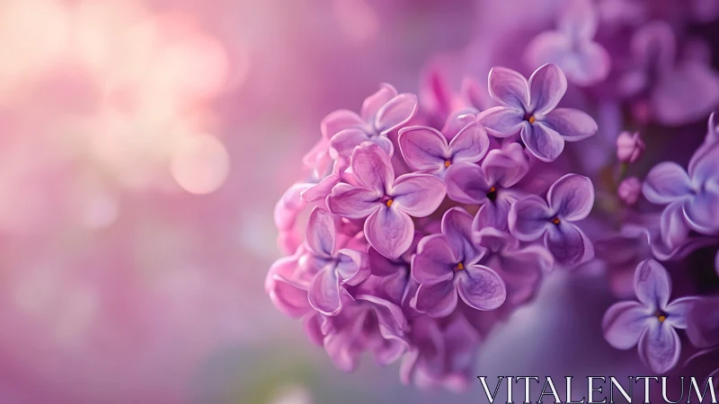 Delicate Purple Lilac Blossoms Clustered in Soft Focus Light