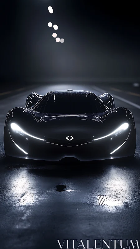 Futuristic hypercar rendered in moody tunnel lighting at night