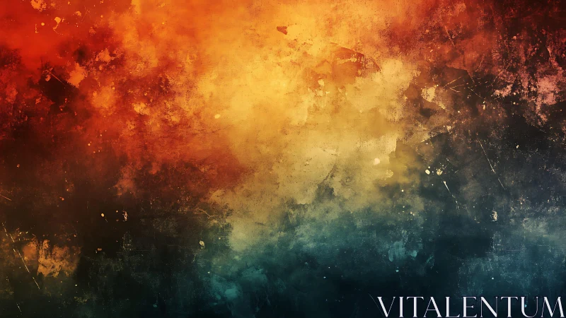 Vivid Abstract Grunge Texture in Fiery Orange and Deep Blue Tones.