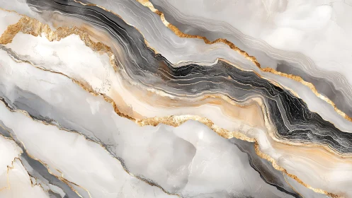 Elegant Abstract Marble Texture with Gold Veins, Modern Art Style.