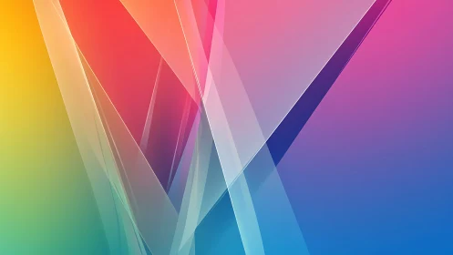 Colorful glassy ribbons cross in a soft radiant gradient
