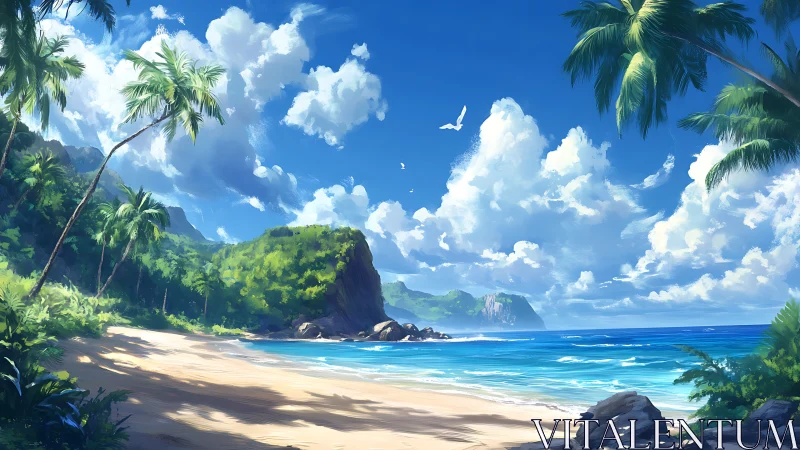 Tropical Beach Landscape With Coastal Formations.