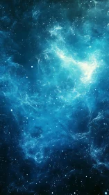 Nebular blue starfield with luminous gaseous diffusion digital.