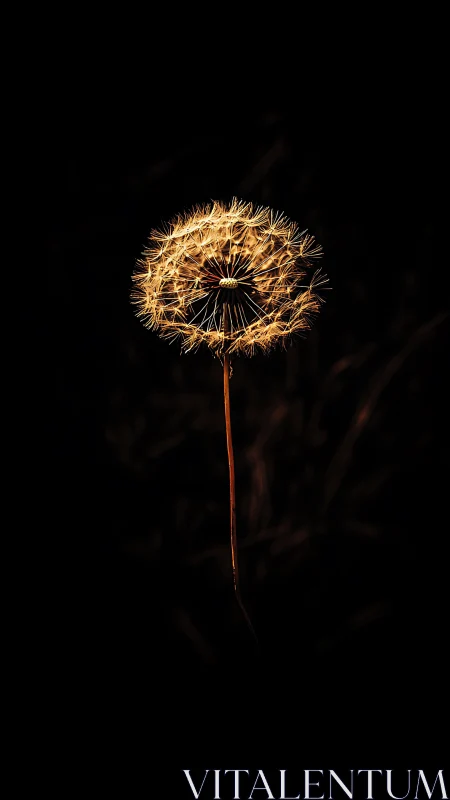 Dandelion starburst quietly burns like a tiny midnight sun