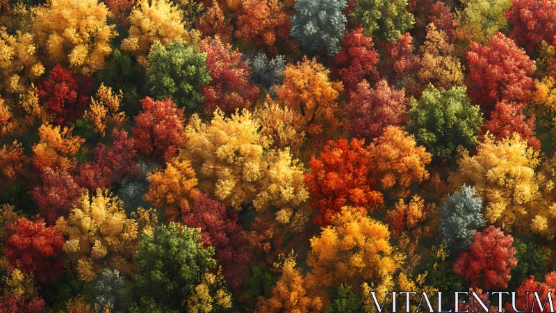 Autumn canopy in riotous bloom from a bird&rsquo;s-eye dreamscape.