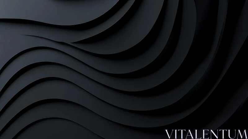 Elegant black abstract waves with layered 3D effect design.