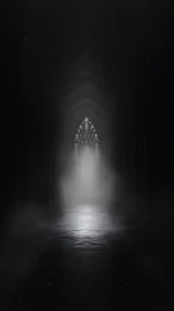 Cathedral of hush and haloed light at the corridor&rsquo;s end.